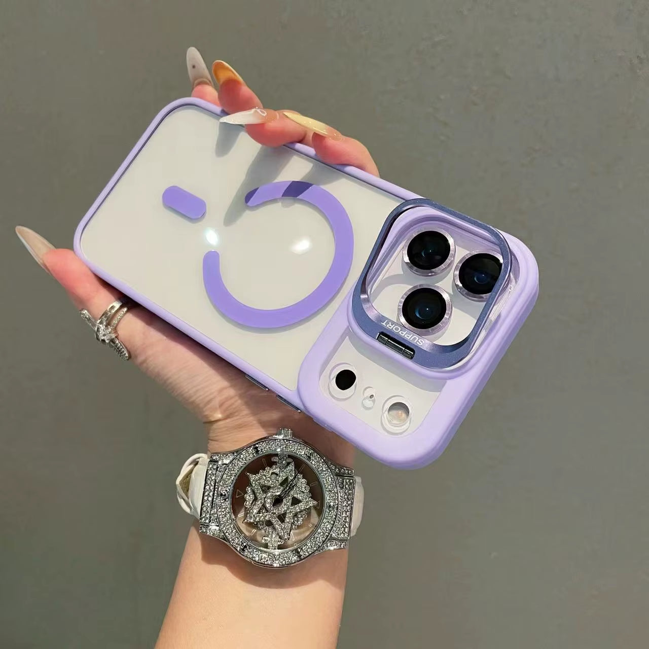 New Luxury Transparent Magnetic Magsafe Case for Iphone 17Air Promax 17 Pro Max 17Pro Lens Holder Protect Clear Shockproof Cover