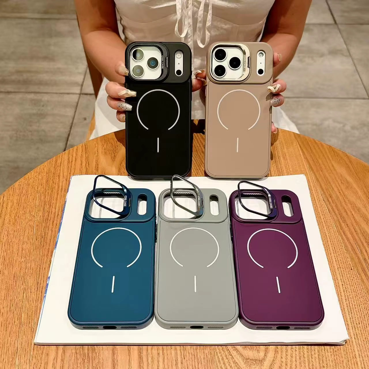 Luxury Silicone Heat Dissipation Shockproof Cover for Iphone 17 Air 17 16 15 14 13 12 Pro Max Lens Holder Magnetic Phone Case