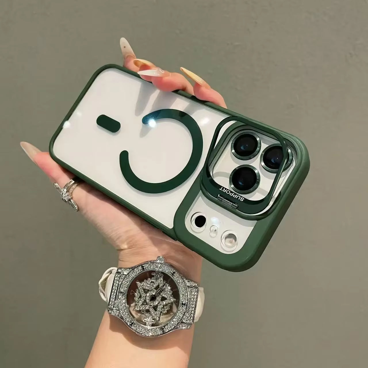 New Luxury Transparent Magnetic Magsafe Case for Iphone 17Air Promax 17 Pro Max 17Pro Lens Holder Protect Clear Shockproof Cover