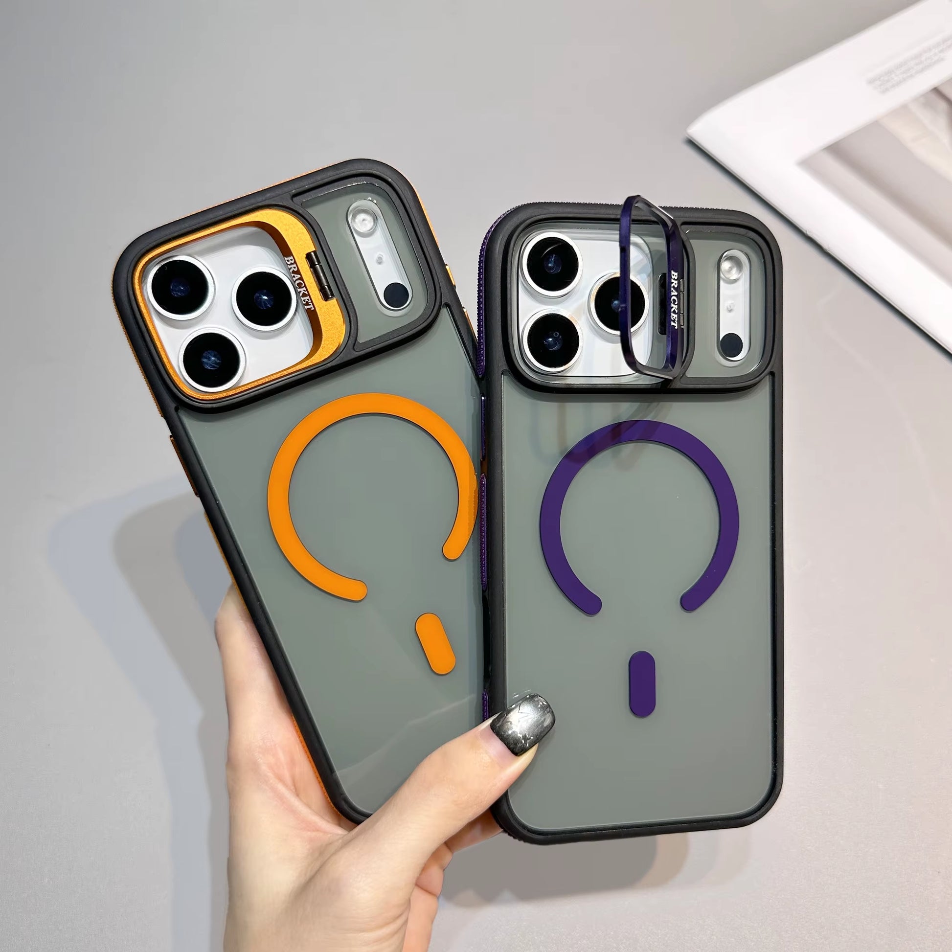 Luxury Matte Transparent Magsafe Kickstand Stand Phone Case for Iphone 17 Air 16 15 14 plus 13 12 11 17 Pro Max Magnetic Cover