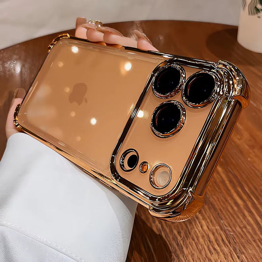Luxury Electroplate Shockproof Transparent Phone Case for Iphone 11 12 13 14 15 16 17 Pro Max plus Air Clear Bumper Cases Cover