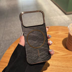 Plating Frameless Gold-Wire Texture Phone Case for Iphone 17 Air Pro Max for Magsafe Magnetic Wireless Charge Cooling PC Cover