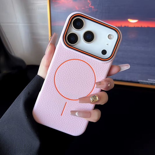 Luxury Leather Texture Magnetic Case for Iphone 17 Air 16 15 14 plus 13 12 11 Pro Max for Magsafe Shockproof Soft TPU Cover