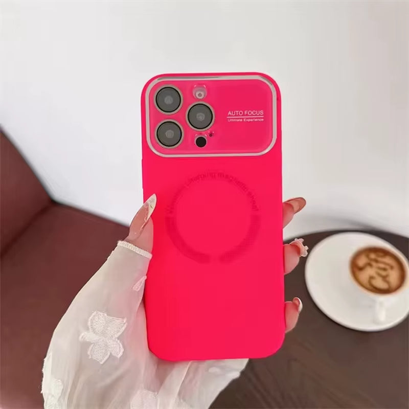 Large Window Glass Lens Protection for Magsafe Case for Iphone 17 16 14 13 15 Pro Max Magnetic Candy Shockproof Silicone Cover