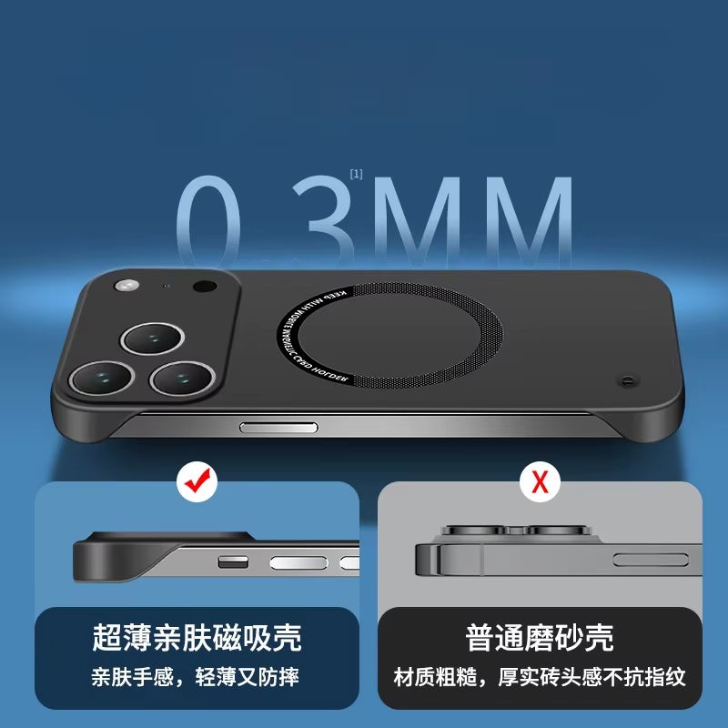 For Iphone 17 Pro Max Case for Magsafe Magnetic Frameless Hard PC Phone Case for Iphone 17 Air 17Pro 16E Shockproof Matte Cover
