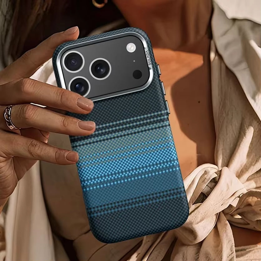 Senior Alloy Lens Magsafe Bumper Case for Iphone 17 Pro 17Pro Max 16 16 Pro Magnetic Weaving Texture Wireless Charge Matte Cover