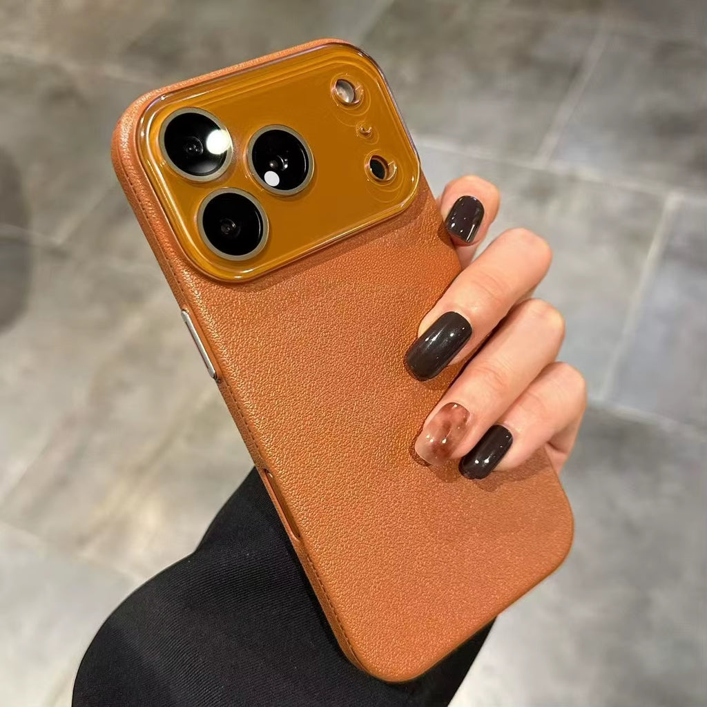 Business PU Leather Glass Camera Protection Case for Iphone 17 Pro Max Air Shockproof Cover for Iphone 13 12 11 14 15 16 Pro Max