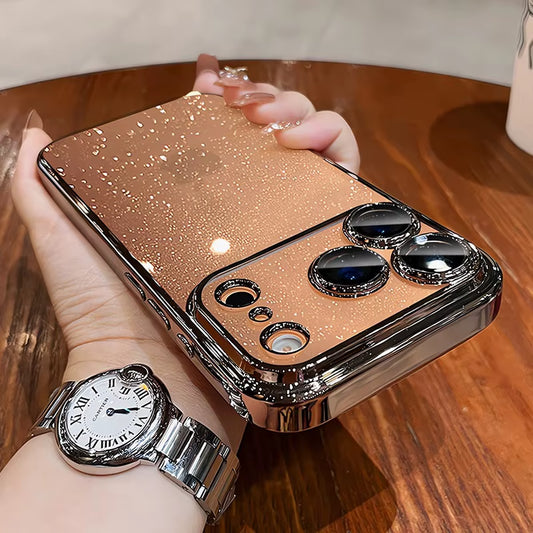 Ultra Thin Slim Transparent Glitter PC Case for Iphone 17 16 15 14 13 12 11 Pro Max plus 17 Air Clear Camera Protector New Cover