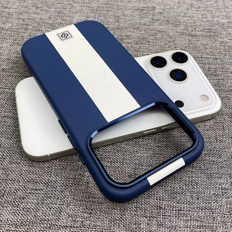 HOCE Splicing Leather Magnetic Case for Iphone 17 Air 16 15 14 13 Pro Max for Magsafe Wireless Charging Shockproof Hard Cover