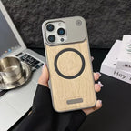 Frameless Metal Magnetic Cover for Iphone 17 Pro Max 16 15 14 plus 13 12 Magsafe Case Wood Grain Leather Thin Hard Shell Bumper