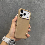 Luxury Alloy Len Frame Fiber Leather Magnetic Case for Iphone 17 16 Pro Max 15 for Magsafe Retro Shockproof Cover Funda
