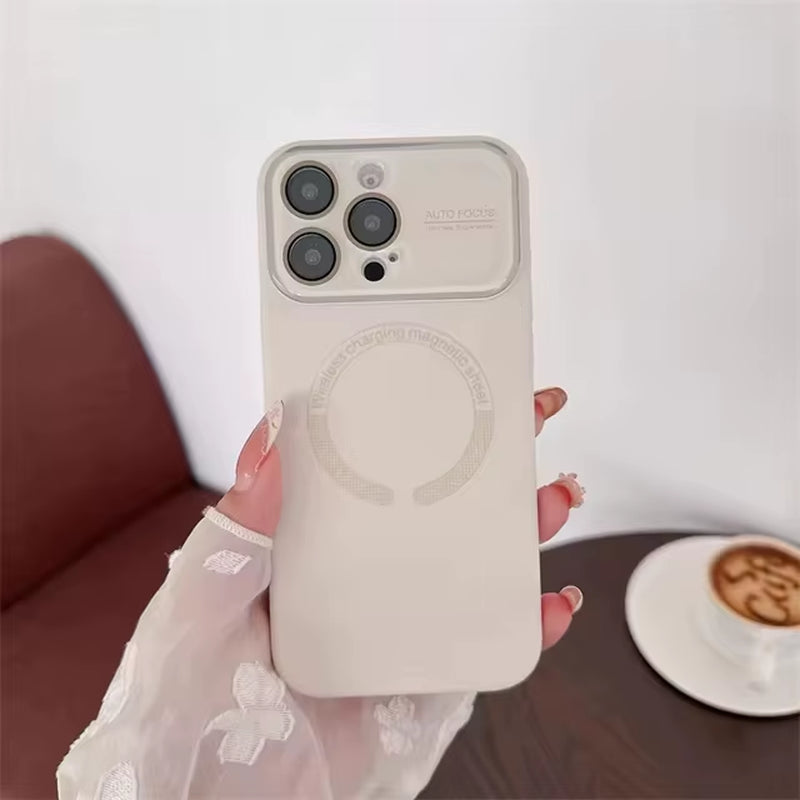 Large Window Glass Lens Protection for Magsafe Case for Iphone 17 16 14 13 15 Pro Max Magnetic Candy Shockproof Silicone Cover
