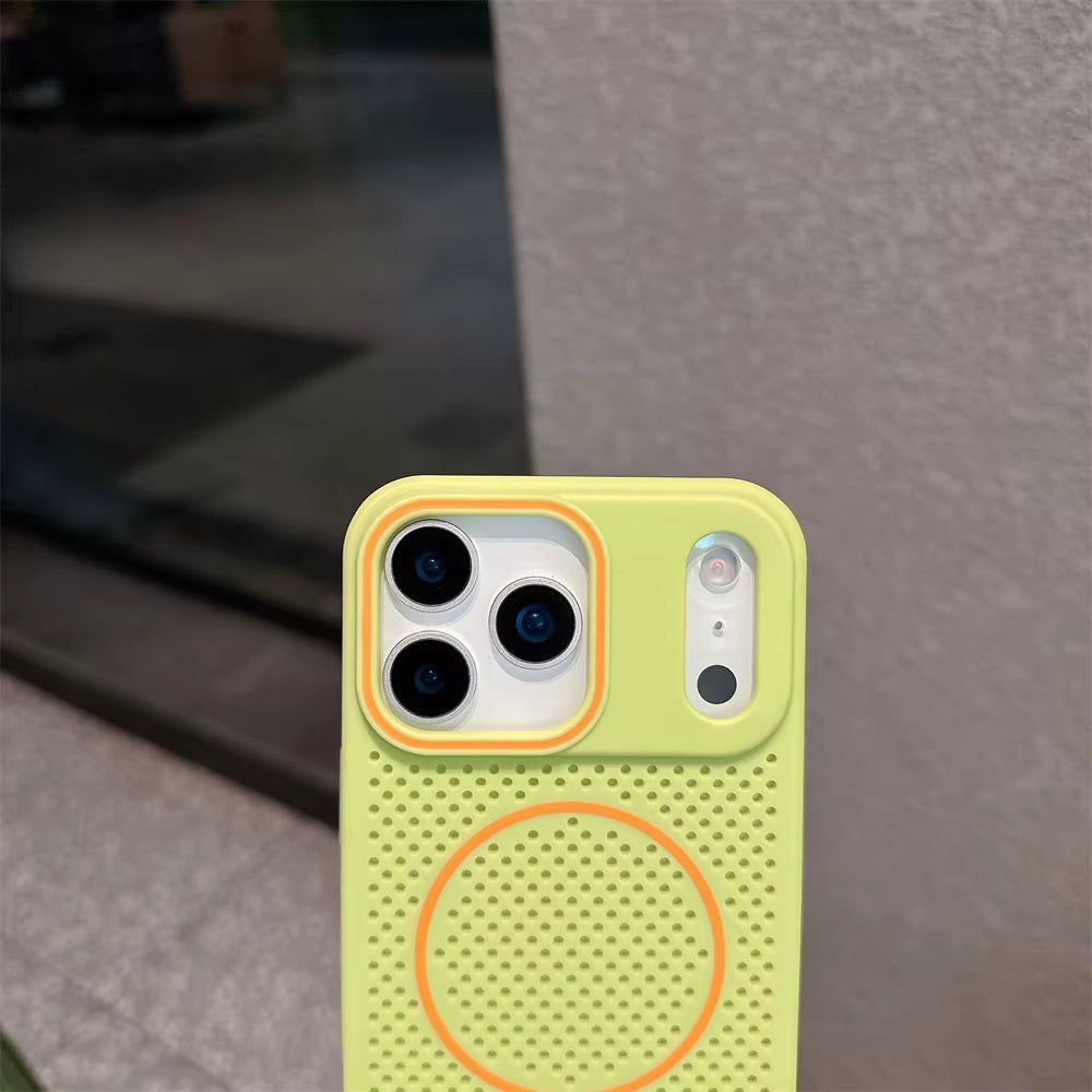 Heat Dissipation Mesh for Magsafe Magnetic Wireless Charge Case for Iphone 17 Air 16 15 14 13 12 Pro Max Breathable Armor Cover