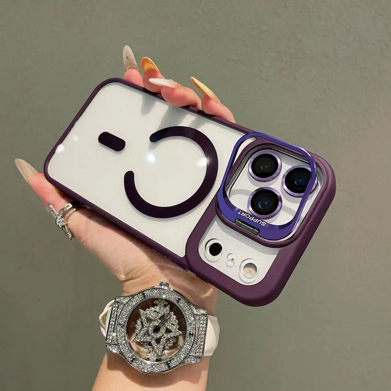 New Luxury Transparent Magnetic Magsafe Case for Iphone 17Air Promax 17 Pro Max 17Pro Lens Holder Protect Clear Shockproof Cover