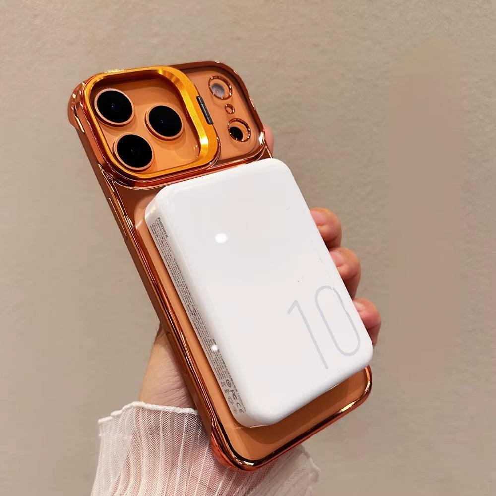 Clear Borderless Case for iPhone 17 Pro Max Air Mag safe Hold Lens Bracket Case for iPhone 14 15 16 Pro Max PC Plating Cover