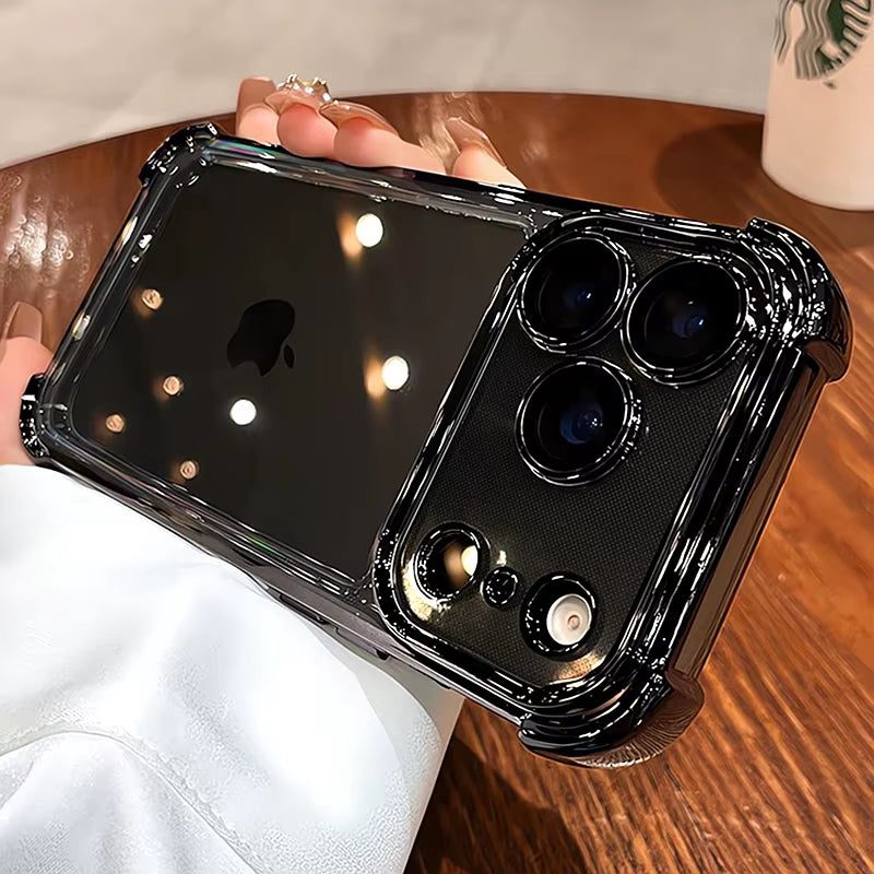Luxury Electroplate Shockproof Transparent Phone Case for Iphone 11 12 13 14 15 16 17 Pro Max plus Air Clear Bumper Cases Cover