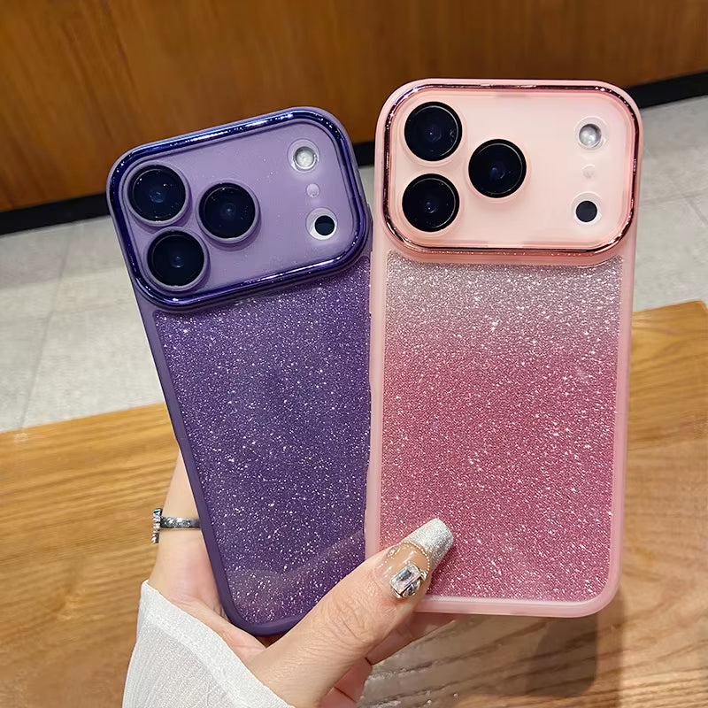 Fashion Glitter Gradient Color Case for Iphone 17 Pro Max 17Air 16 15 plus 17Pro Built in Lens Film to Protect the Phone Case