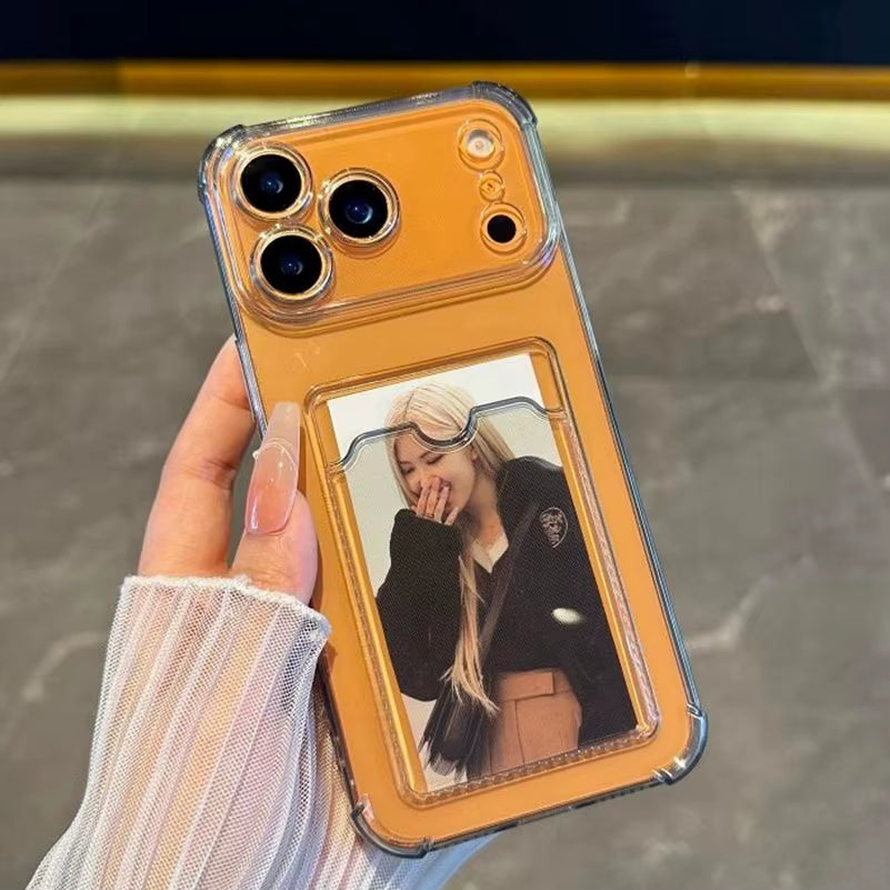 Transparent Wallet Card Slot Case for Iphone 11 12 13 14 15 16 17 Pro Max Air plus Soft Silicone Cover for Iphone Xs Xr Max