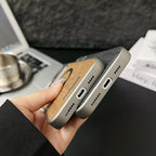 Frameless Metal Magnetic Cover for Iphone 17 Pro Max 16 15 14 plus 13 12 Magsafe Case Wood Grain Leather Thin Hard Shell Bumper