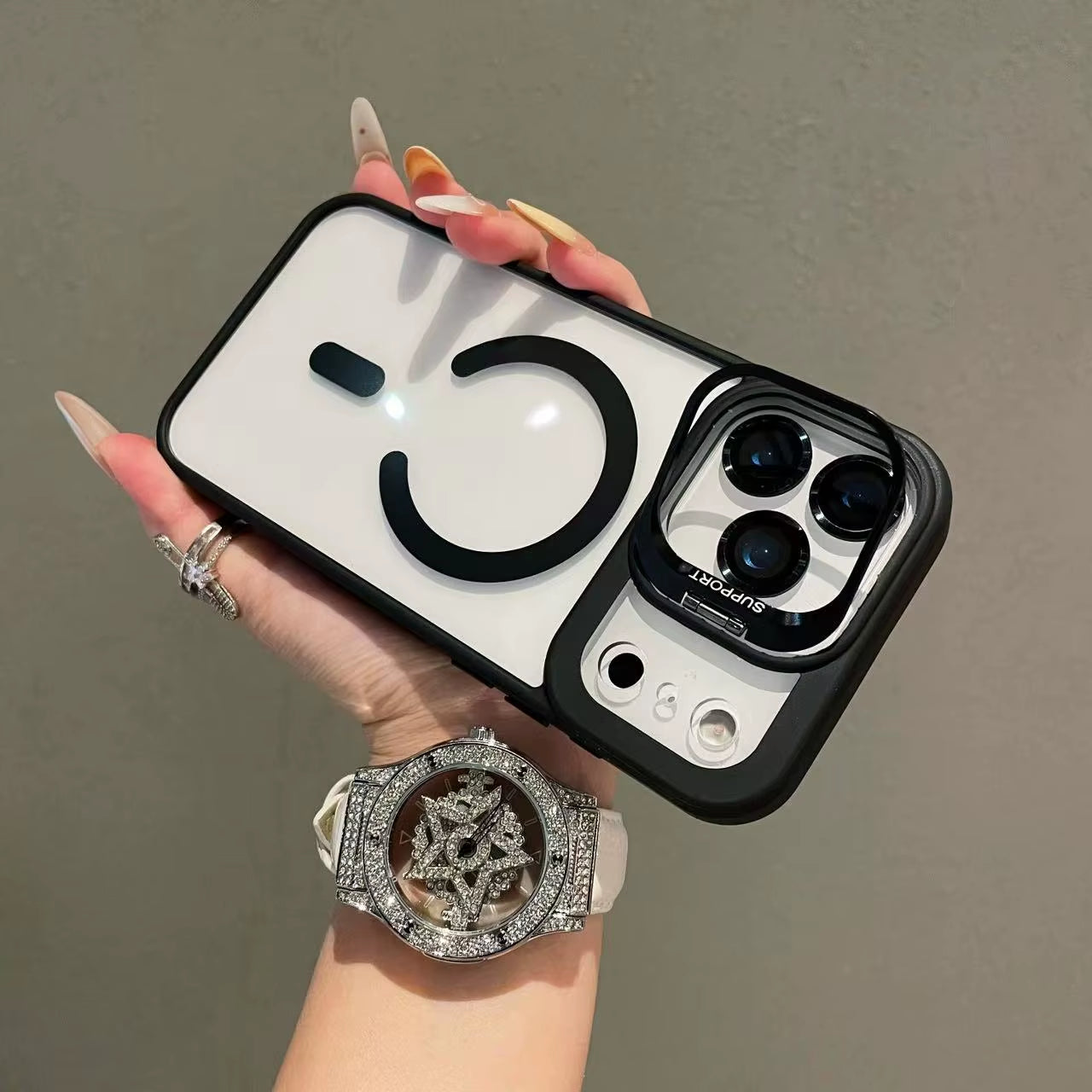 New Luxury Transparent Magnetic Magsafe Case for Iphone 17Air Promax 17 Pro Max 17Pro Lens Holder Protect Clear Shockproof Cover