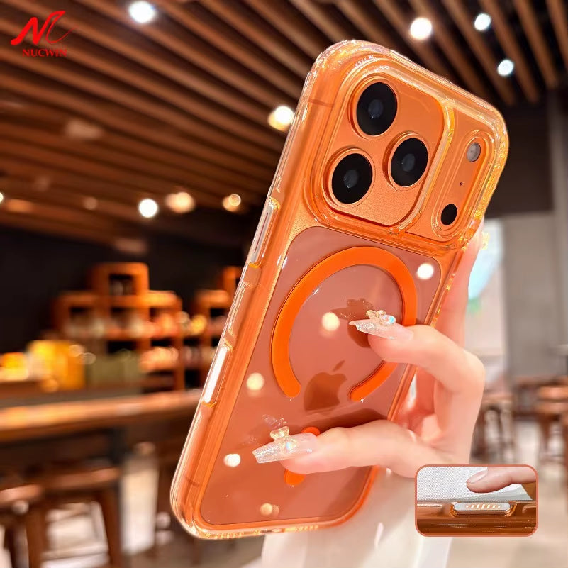 With Camera Control Button Transparent Magsafe Case for Iphone 17 Pro Max 17Pro Iphone Air Clear PC Wireless Charging Back Cover