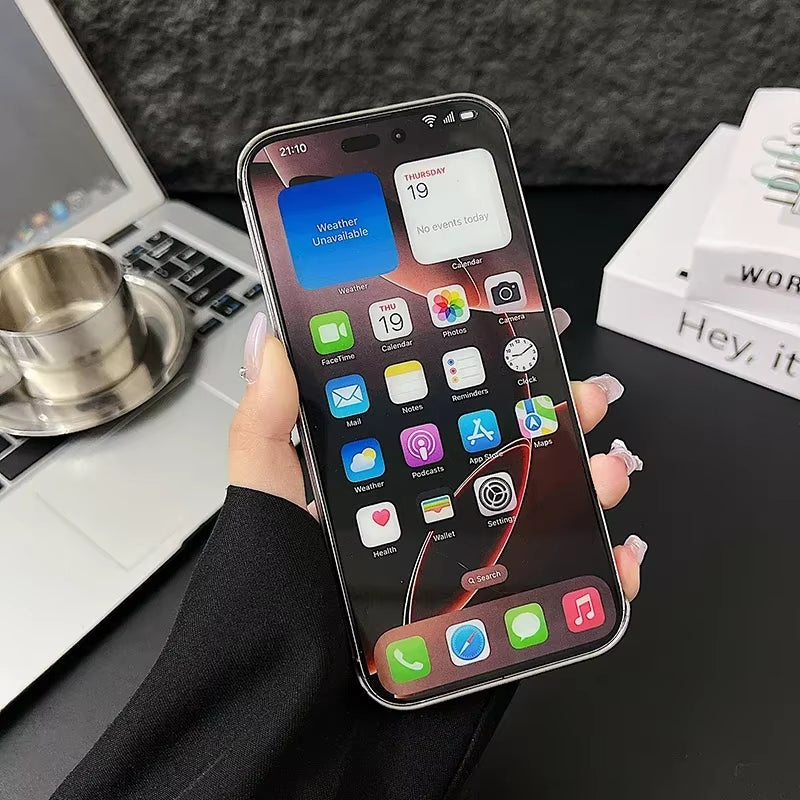 Frameless Metal Magnetic Cover for Iphone 17 Pro Max 16 15 14 plus 13 12 Magsafe Case Wood Grain Leather Thin Hard Shell Bumper