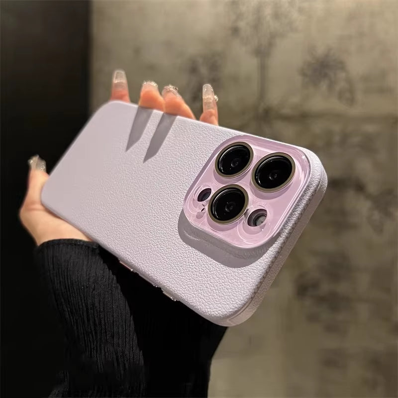 Business PU Leather Glass Camera Protection Case for Iphone 17 Pro Max Air Shockproof Cover for Iphone 13 12 11 14 15 16 Pro Max