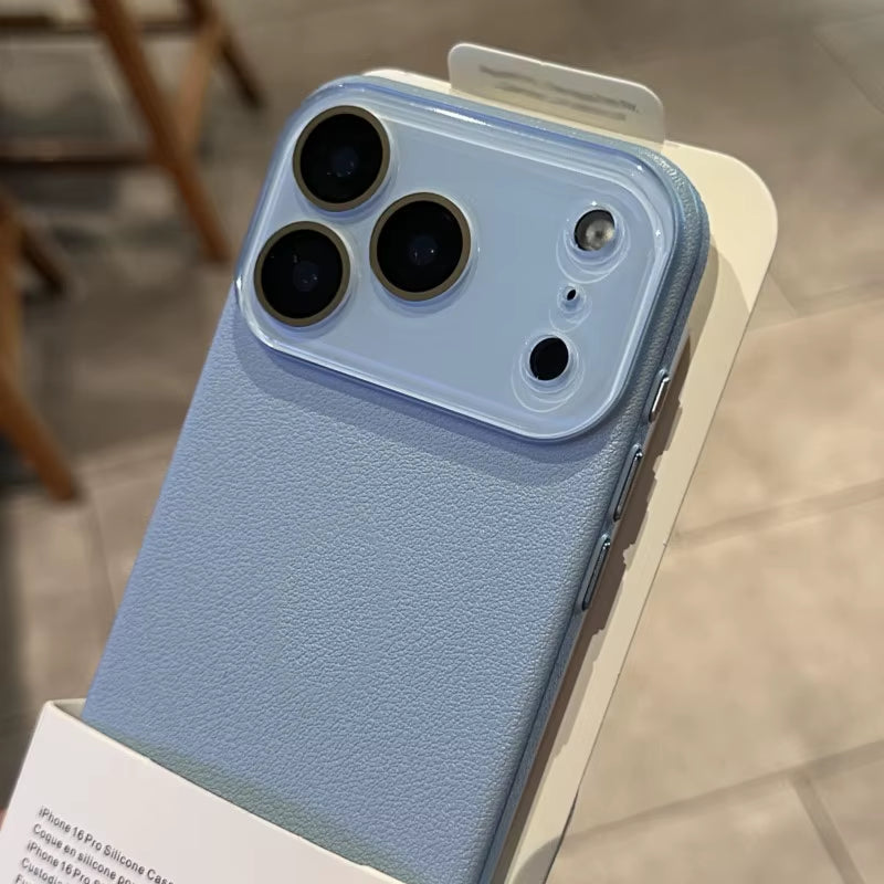 Luxury Leather Texture Silicone Case for Iphone 17 Air 16 15 14 plus 13 12 Pro Max Glass Camera Lens Protection Shockproof Cover