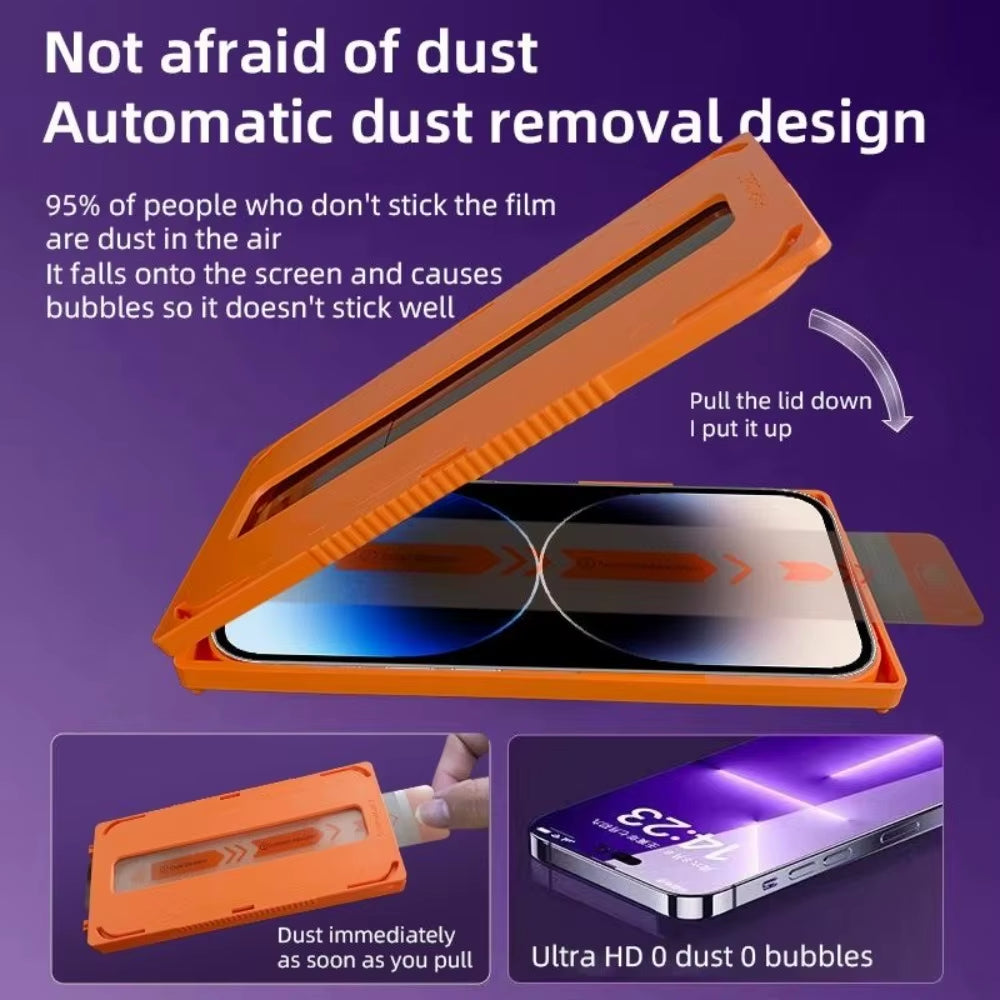 Dust Free Easy Install Tempered Glass for Iphone 17 Pro Max 17 Air HD Clear Screen Protectors Auto Fit Film for Iphone 17 17Pro