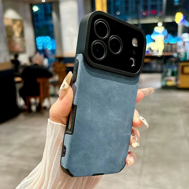 Luxury Leather Lambskin Shockproof Phone Case for Iphone 17 16 Pro Max 17Air 15 14 plus 13 12 11 XS Max X XR 7 8 SE2 Matte Cover