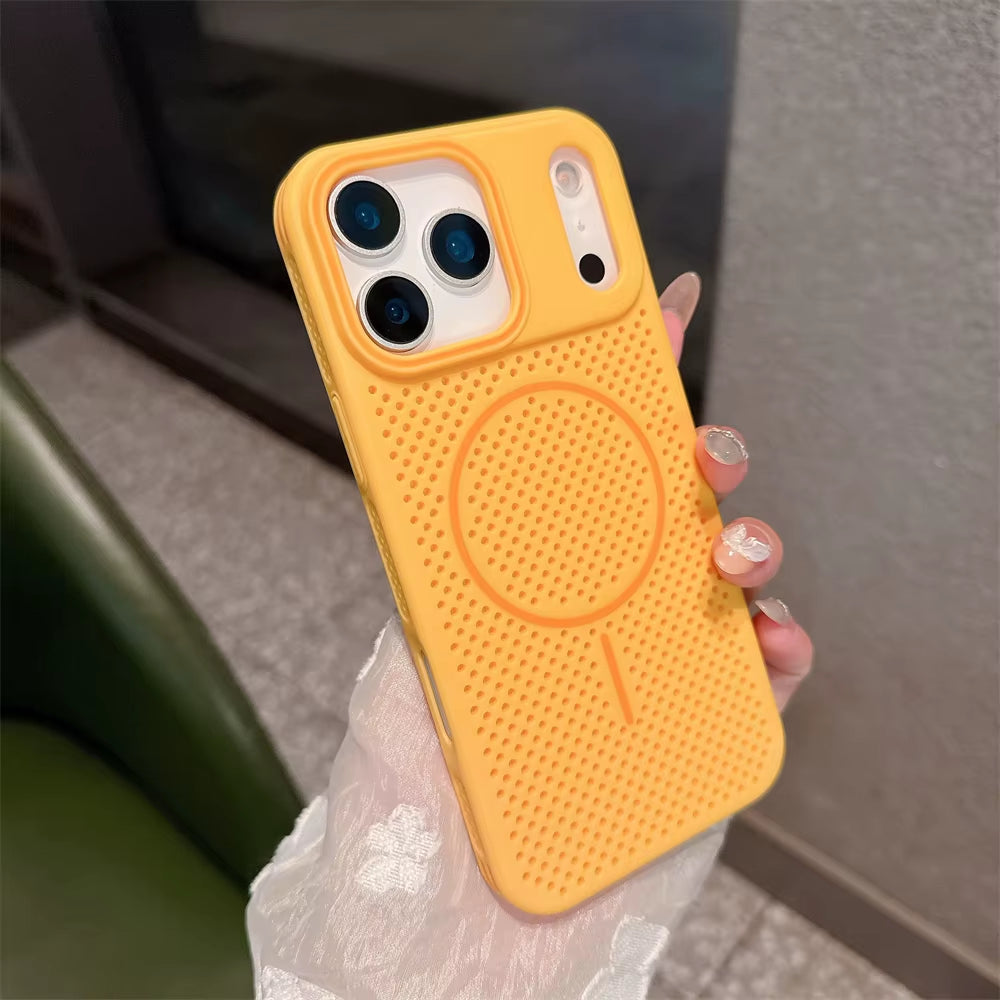 Heat Dissipation Mesh for Magsafe Magnetic Wireless Charge Case for Iphone 17 Air 16 15 14 13 12 Pro Max Breathable Armor Cover