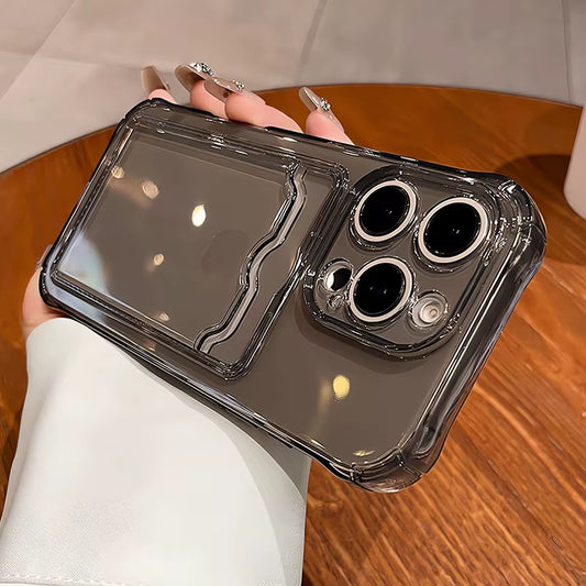Transparent Wallet Card Slot Case for Iphone 11 12 13 14 15 16 17 Pro Max Air plus Soft Silicone Cover for Iphone Xs Xr Max
