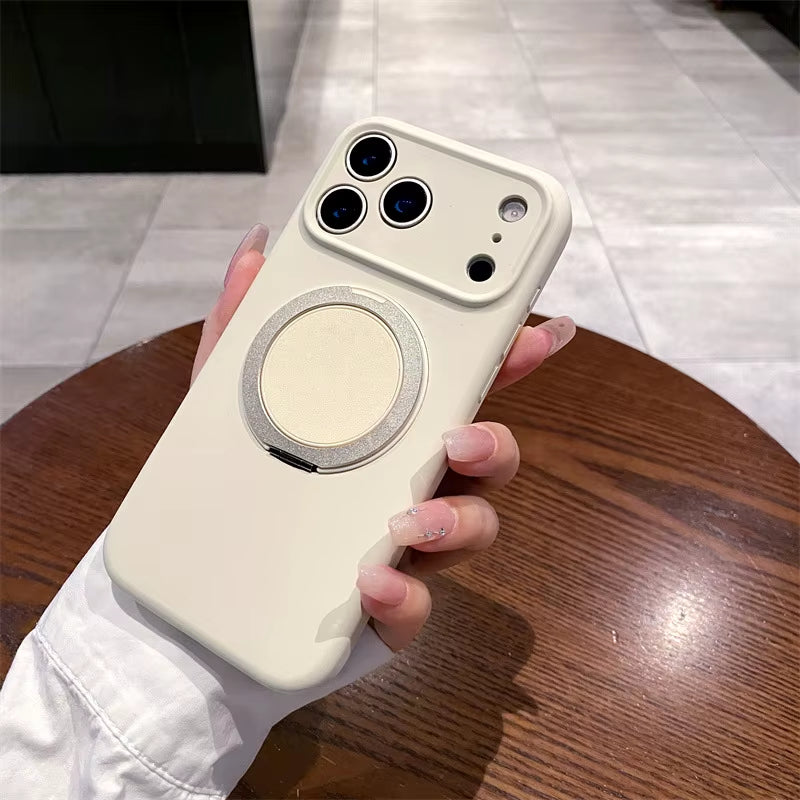 Luxury Liquid Silicone Solid Color Bracket Magnetic Phone Case for Iphone 17 Air 16 15 14 plus 13 12 Pro Max Shockproof Cover