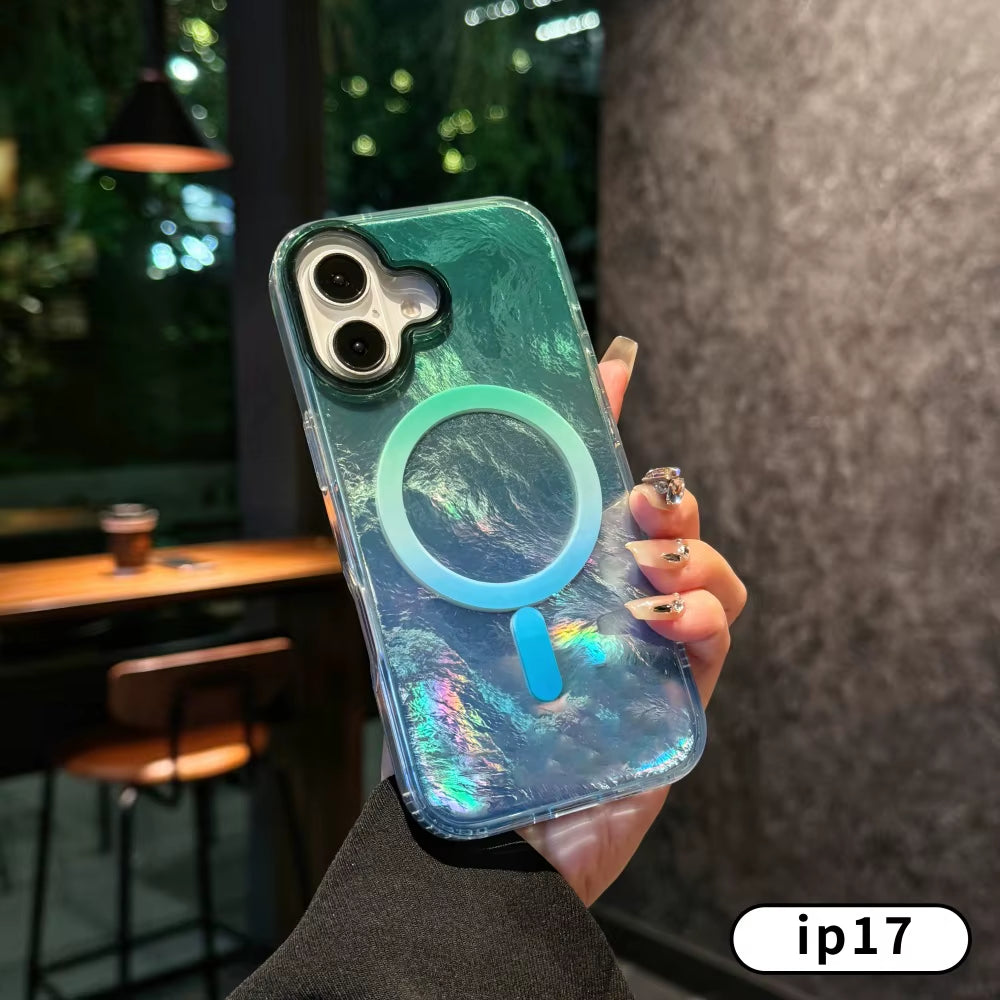 NEW the Gradient Color Design Is Fashionable and Glacier Patterned 17 Case ，Reen Blue