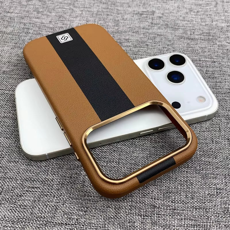 HOCE Splicing Leather Magnetic Case for Iphone 17 Air 16 15 14 13 Pro Max for Magsafe Wireless Charging Shockproof Hard Cover