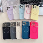 Large Window Glass Lens Protection for Magsafe Case for Iphone 17 16 14 13 15 Pro Max Magnetic Candy Shockproof Silicone Cover