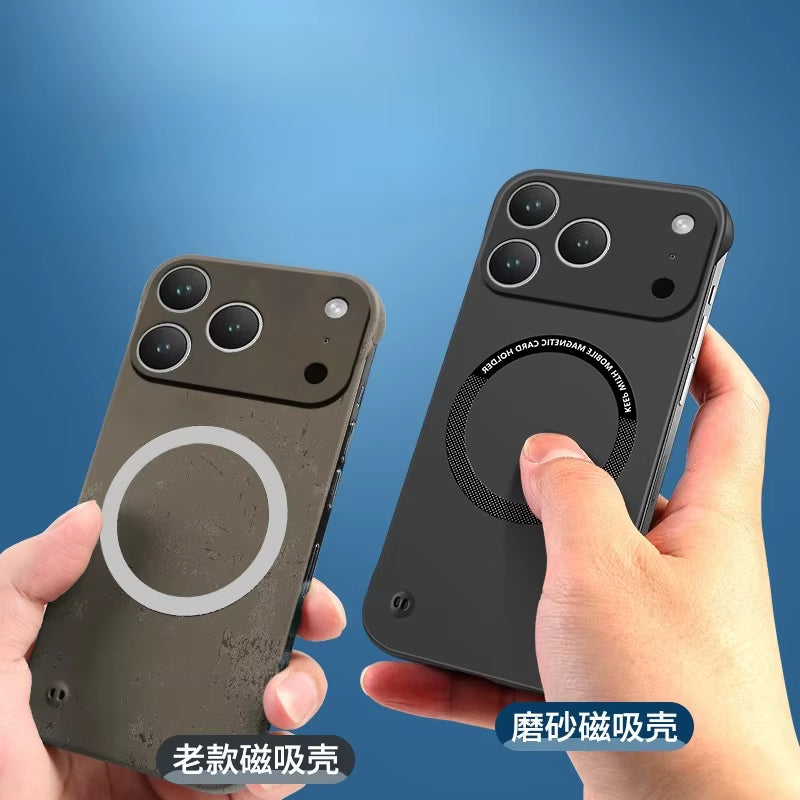 For Iphone 17 Pro Max Case for Magsafe Magnetic Frameless Hard PC Phone Case for Iphone 17 Air 17Pro 16E Shockproof Matte Cover