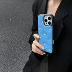 Simple Leather Full Screen Stereoscopic Silver Stars Shockproof Protective Phone Cover Case for Iphone 17