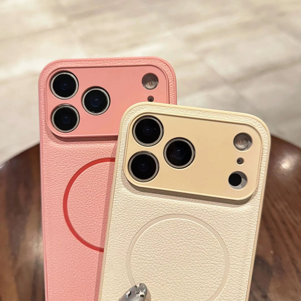 Luxury Leather for Magsafe Magnetic Case for Iphone 17 Air 16 15 14 13 12 11 Pro Max plus Wireless Charging Lens Protector Cover