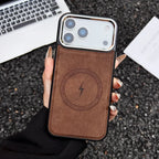 Lightning Charging Leather Magnetic Case for Iphone 17 Air 17 16 15 14 13 Pro Max plus XS XR for Magsafe Matte Retro Cover