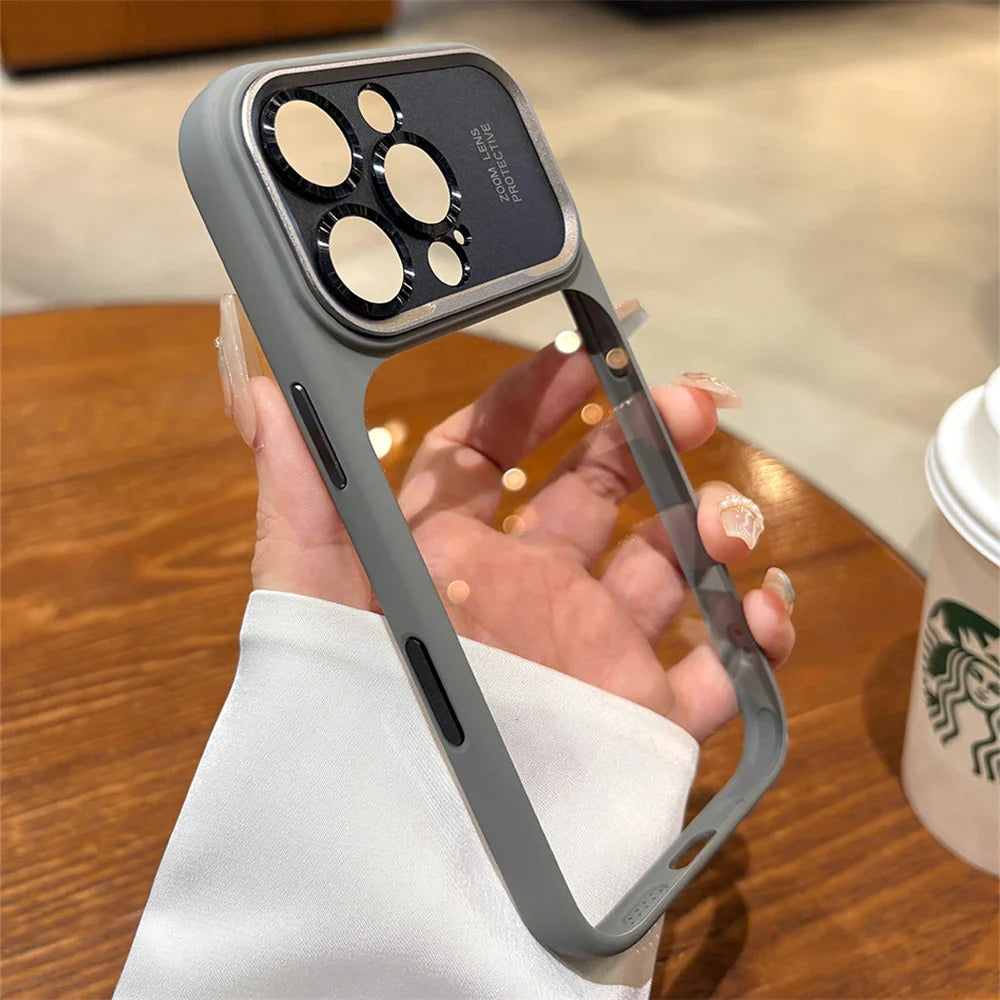 Luxury Magnetic Metal TPU Case for Iphone 17 16 15 14 Pro Max plus Case Translucent Acrylic Hard Bumper Shockproof Protect Cover