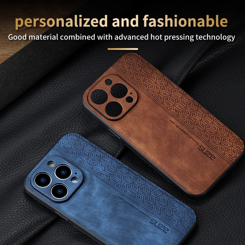 Shockproof Leather Phone Case for Iphone 17 16 15 11 14 Pro Max 17 Air Business Style Cover for Iphone 16 15 14 plus Funda