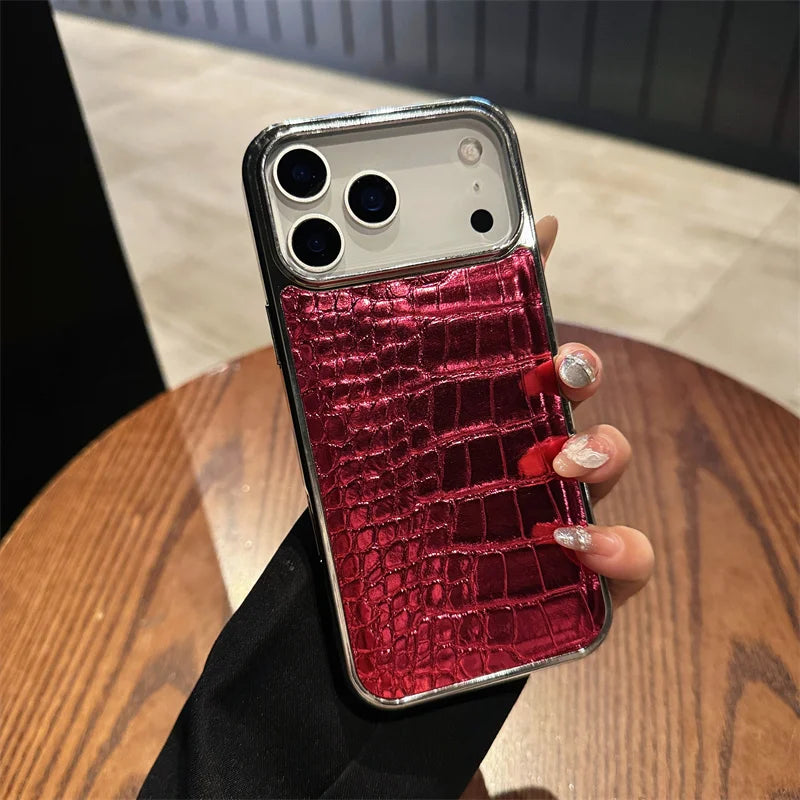 Plating Colorful Bright Surface Crocodile Texture Phone Cases for Iphone 17 Shockproof Cover