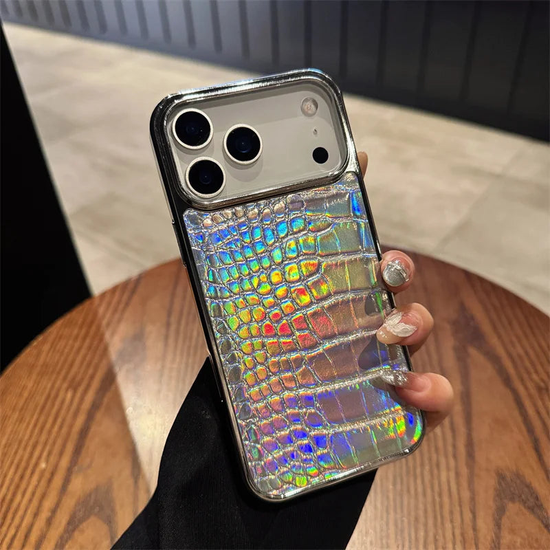 Plating Colorful Bright Surface Crocodile Texture Phone Cases for Iphone 17 Shockproof Cover
