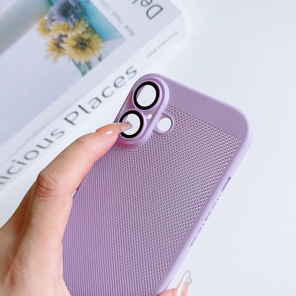 Luxury Heat Dissipation PC Case for Iphone 17 Air 16 15 14  Pro Max Glass Camera Protector Cooling Mesh Cover