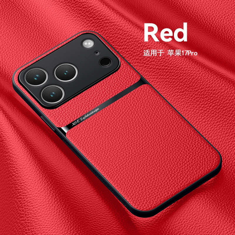 Leather for Magsafe Magnetic Phone Case for Iphone 17 13 12 11 Pro Max 16E 17 Air Shockproof Case for Iphone 16 15 14 plus Cover