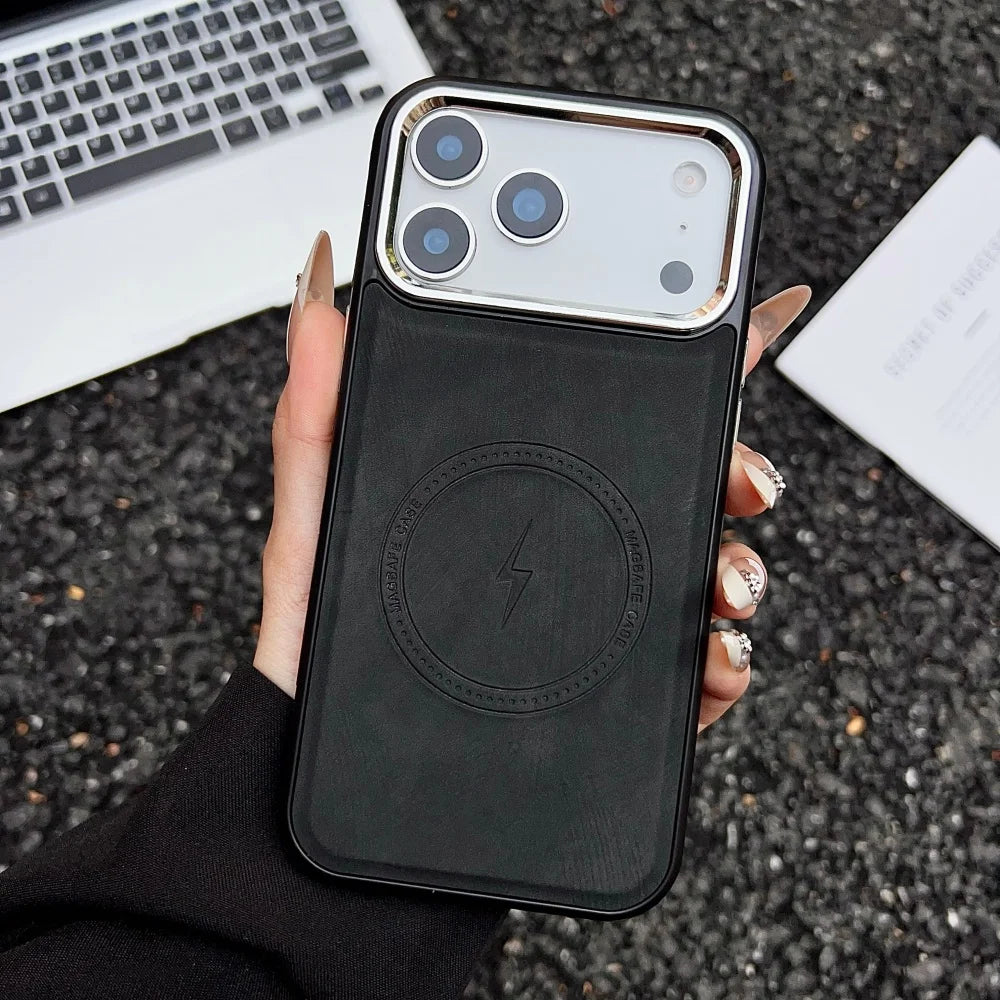 Lightning Charging Leather Magnetic Case for Iphone 17 Air 17 16 15 14 13 Pro Max plus XS XR for Magsafe Matte Retro Cover