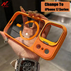 Business Transparent PC Magsafe Case for Iphone 17 Pro Max 17Pro 15 16 Promax Air Camera Bracket Wireless Charging Armor Cover