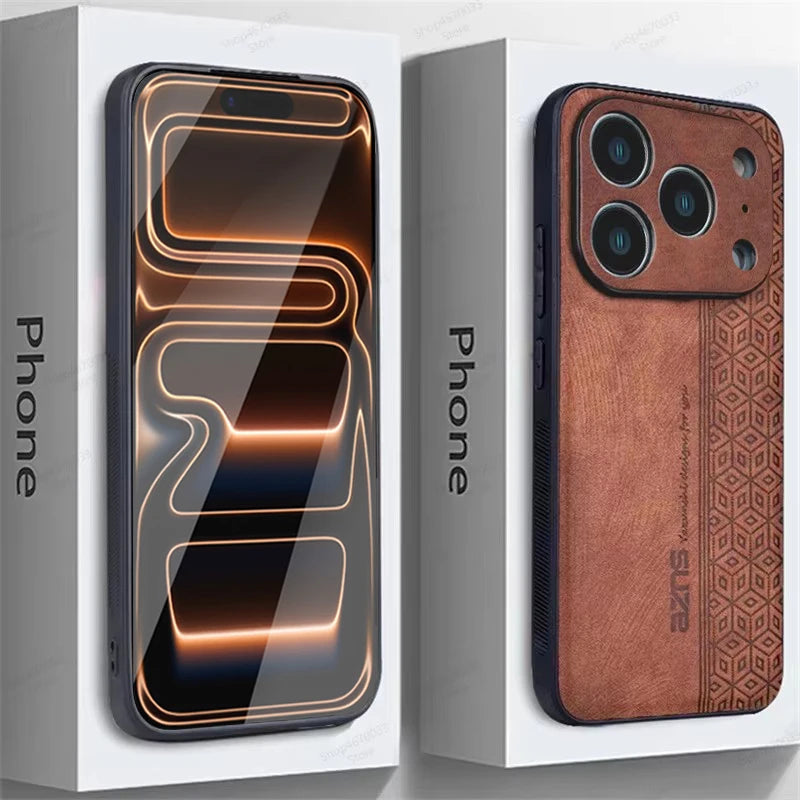 Shockproof Leather Phone Case for Iphone 17 16 15 11 14 Pro Max 17 Air Business Style Cover for Iphone 16 15 14 plus Funda