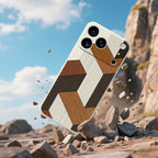 Geometric Style Wooden Phone Cases for Iphone 17 Pro Max 17 Air 16 15 Pro Max 6E Silicone Soft Cover